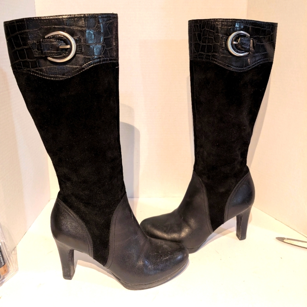 Naturalizer ILAZ‎ Black Heeled Knee Hi Boots Sz. 7.5